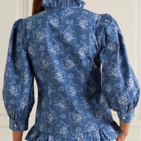 Batsheva Nora Blouse - Antique Blue Floral, Size 2 - Picture 7 of 8